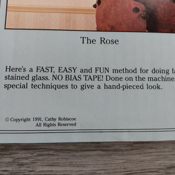 Rose Wall Quilt Sewing Pattern #401 Fabric Stained Glass Quilting - Picture 4 of 8